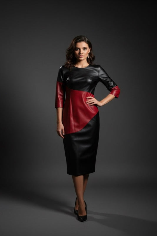 BLACK LEATHER DRESS