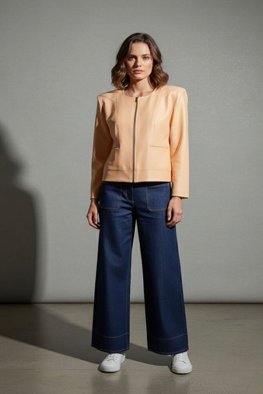 WQ-BEIGE LEATHER JACKET