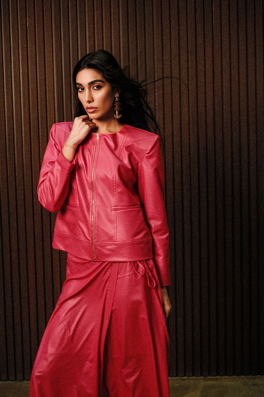 WQ-FUCHSIA LEATHER JACKET