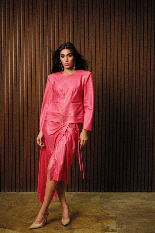 WQ -FUCHSIA LEATHER SKIRT