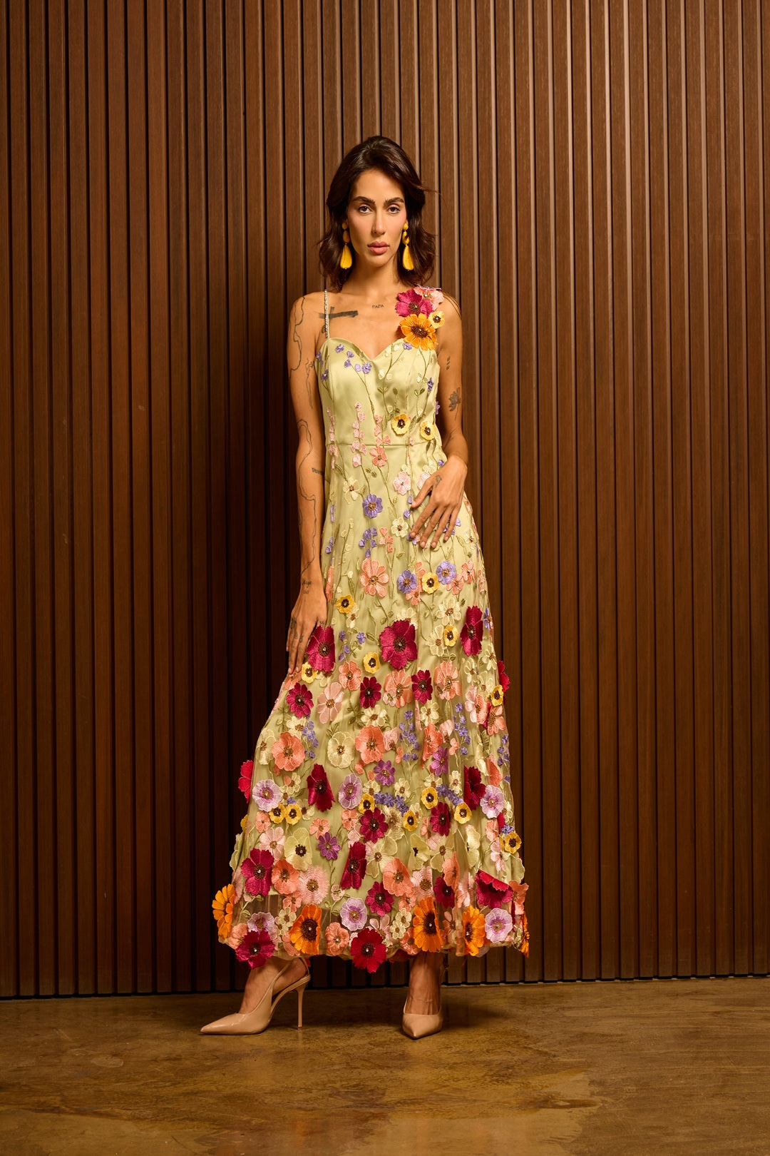 THE FLORA POP GREEN DRESS