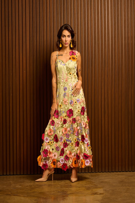 THE FLORA POP GREEN DRESS