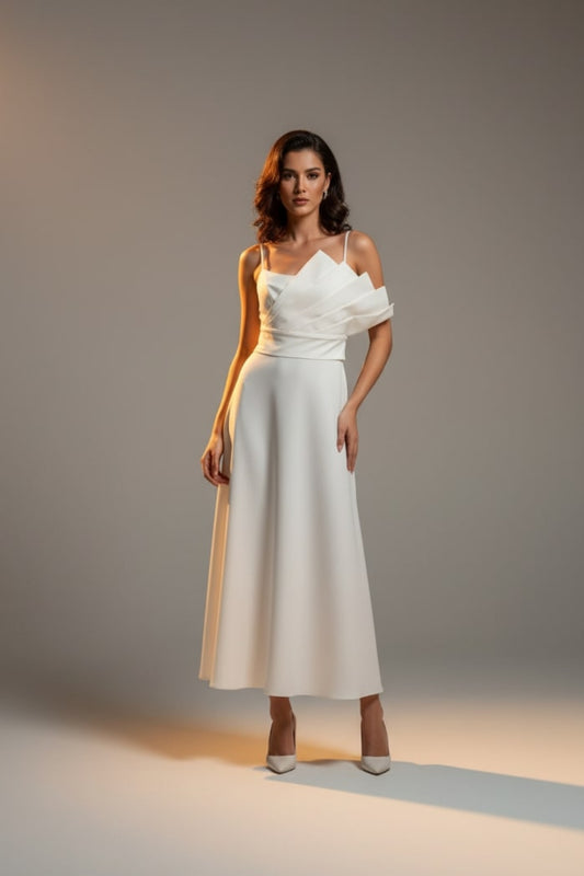 OFFWHITE DRESS W/ DESIGNED BELT